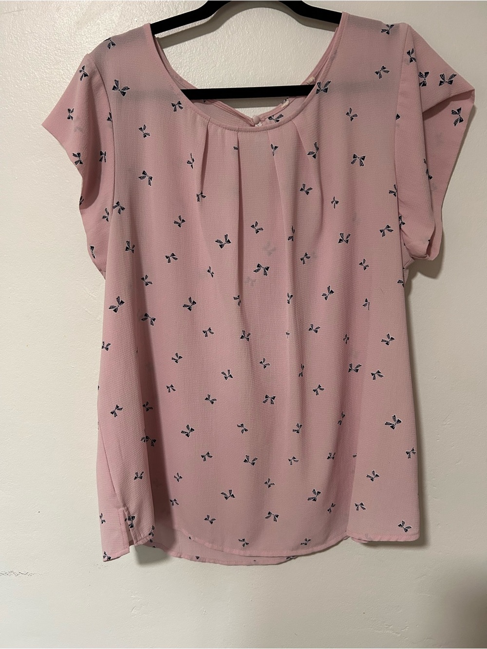 Women’s Pink Short-Sleeve Printed Blouse
